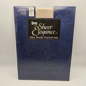 Leggs Sheer Elegance Silky Sheer Toe Control Top Pantyhose Buff Support Size AB